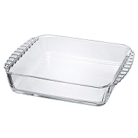 HARIO HKOZ-200-BK Heat Resistant Glass Square Plate, 78.6 fl oz (2000 ml), Baking, Made in Japan, Clear
