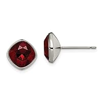 10mm Chisel Titanium Polished Faceted Red Crystal Post Earrings Measures 10x10mm Wide Jewelry for Women