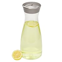1 Liter Plastic Juice Carafe with Flip Top Grey Lid, Clear by Home Basics