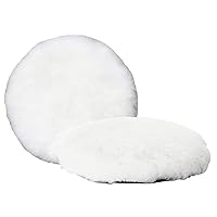 Wool Polishing Pad 6 Inches Soft Sheepskin Buffing Pads with Hook and Loop Back Wool Cutting Pad for Car, Furniture, Glass and So On (Pack of 2)