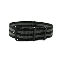 20mm Grey Strip Black & Grey Nylon Watch Strap with PVD Matt Coated Buckle NT113