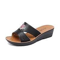 Flat Slipper for Womans Peep Toe Outside Slippers Slides Woman Summer Fashion Sandals Flower Red Black Slipper