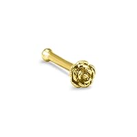 14k Gold Nose Bone Ring 3.5mm Rose Flower 22G