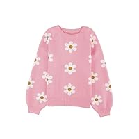 Mariah Floral Pattern Drop Shoulder Sweater - Women's Long Sleeve Sweater