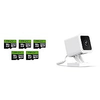 PNY 64GB Premier microSDXC Card 5-Pack + WYZE Cam v3 Wired Indoor/Outdoor 1080p Video Camera with Color Night Vision