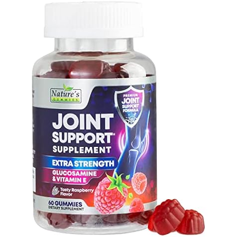 Nature's Nutrition Joint Support Gummies Extra Strength Glucosamine & Vitamin E, Natural Joint & Flexibility Support, Best Cartilage & Immune Health Support Supplement for Women & Men, 60 Gummies