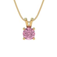 Clara Pucci 0.45ct Round Cut unique Fine jewelry Pink Simulated diamond Gem Solitaire Pendant With 18