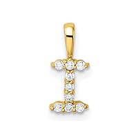 14k Gold Lab Grown Diamond Letter I Initial Pendant Necklace Measures 11.84mm Long Jewelry for Women