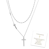 To My Daughter Double Cross Necklace, Pray On It Cross Pendant Necklace, Trendy Womens Cross Necklace, Pray Christian Religious Necklace, Religious Jewelry Gifts for Women Girls