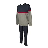 Pajamas for Men Interlock Winter Cotton Long Sleeve Henley Collar with Cuffs Article U356N1, 113F Fantasia Denim, 48