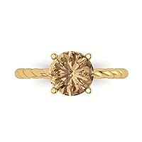 Clara Pucci 1.95ct Round Cut Solitaire Rope Twisted Knot Brown Champagne Simulated Diamond Classic Statement Ring 14k yellow Gold