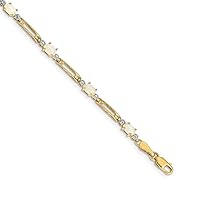 4mm 10k Gold Fancy Diamond and Opal Bracelet Jewelry for Women