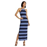 Lauren Ralph Lauren Women's Striped Sleeveless Halter Dress (Blue/Navy, Medium)