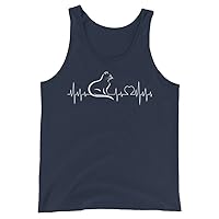 Unisex Cats Cats Lovers Heartbeat Minimal Love Cat Funny Animal Lovers Tank Top