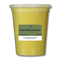 Yellow African Shea Butter from Ghana - Raw Unrefined Grade A- Soft, Smooth ready to apply - from organic source - making shampoo conditioner - comes in a white 32 oz Jar - Total weight approx.. 24 oz by HalalEveryday