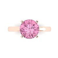 Clara Pucci 3.0 ct Round Cut Solitaire Pink Simulated Diamond Engagement Wedding Bridal Promise Anniversary Ring in 18K Rose Gold