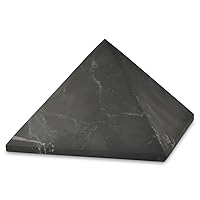 Authentic Shungite Pyramid from Real Shungite Stones Shungite Crystal Pyramid Home Protection Room Decor Office Desk Decor Authentic Crystals Black Pyramid (Unpolished, 110 mm / 4.33