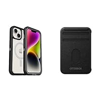 Bundle of OtterBox Defender XT Clear Series for iPhone 14 & iPhone 13 -Black Crystal + OtterBox Detachable Wallet (Case Sold Separately) for MAGSAFE (Wallet ONLY) - Black