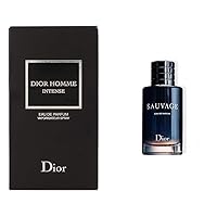 Dior Christian Men's Fragrance Bundle Homme Intense Eau de Parfum 3.4oz and Sauvage Eau De Parfum 3.4oz Spray