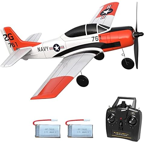 VOLANTEXRC RC Plane T28 Trojan 2.4Ghz 4CH RC Airplane with Aileron, Ready to Fly Parkflyer with Xpilot Stabilization System, One-Key Aerobatic Feature Perfect for Kids, Adults (761-9 RTF)