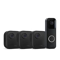 Video Doorbell + 3 Outdoor 4 smart security cameras (4th Gen) with Sync Module 2 | Two-year battery life, motion detection, two-way audio, HD video, Works with Alexa