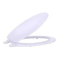 Elongated Wood Toilet Seat, White - 19 Inch - Fits All Elongated Size Fixtures - Easy to Install Fantasia by Achim Home Decor