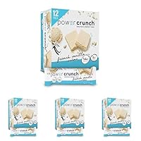 Power Crunch Whey Protein Bars, High Protein Snacks with Delicious Taste, French Vanilla Creme, 1.4 Ounce (12 Count) (Pack of 4)