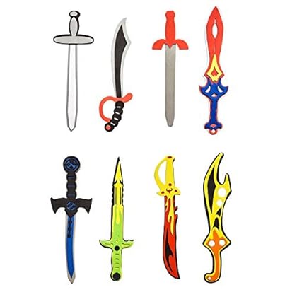 Assorted Foam Toy Swords for Children with Different Designs Including Ninja, Pirate, Warrior, and Viking (8 Pack)