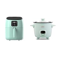 DASH Tasti-CrispTM Digital Air Fryer with AirCrisp Technology + DASH Mini Rice Cooker Steamer