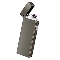 LcFun Electric Lighters Rechargeable USB Lighter Windproof Arc Lighter Flamesless Plasma Lighters Small Pocket Lighter Metal Lighter for Candle, Incense, Camping (Nickel Brushed)