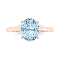 Clara Pucci 2.5ct Oval Cut Solitaire Natural Aquamarine Proposal Wedding Bridal Anniversary Ring 18K Rose Gold