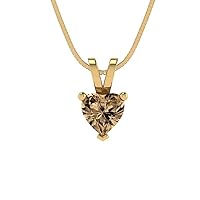 Clara Pucci 0.5 ct Heart Cut Fine Pendant Brown Champagne Simulated Diamond Gem Solitaire Pendant With 18