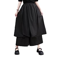Black False Two Piece Wide Leg Pants Women High Irregular Joggers Woman Loose Streetwear Hip Hop Spring