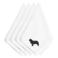 Caroline's Treasures BB3464NPKE Newfoundland Embroidered Napkins Set of 4 Napkin Cloth Washable, Soft, Durable, Table Dinner Napkins Cloth for Hotel, Lunch, Restaurant, Weddings, Parties