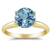 1.60 Cts Aquamarine Solitaire Ring in 14K Yellow Gold