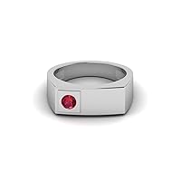 GEMHUB 0.11 Ct Round Cut Lab Created Grade AA Red Ruby Solitaire Lovers Anniversary Ring 14k White Gold Size 4 5 6 7 8 71
