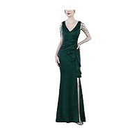 DbdkejjWomen's V Neck Sleeveless Elegant Evening Gown Long Sequin Plus Size Dress