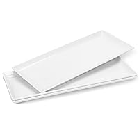 Moretoes 3pcs White Serving Platters, 14.5 x 6 Inch Serving Trays for Party, Dessert Trays Rectangular Serving Plates, Rectangle Dishes Reusable Porcelain Plates for Food Sushi Dishwasher Safe