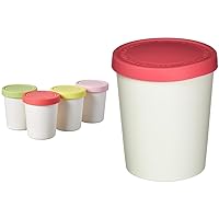 Sweet Treat Ice Cream Tubs (6 oz & 1 qt) Set of 5 - Reusable Plastic & Silicone Containers