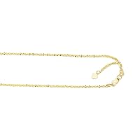 10k Yellow Gold 1.5mm Shiny Sparkle Cut Adjustable Sparkle Chain Lobster Clasp Necklace 22 Inch Jewelry Gifts for Women
