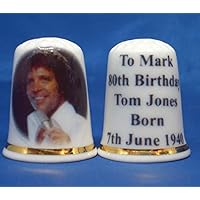 Porcelain China Thimble - Tom Jones 80th Birthday