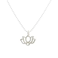 Small Lotus Necklace on a 1mm Bead Chain for Girls, Teens and Women, #6877