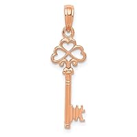 14k Rose Gold Polished 3 d Love Hearts Key Charm Pendant Necklace Measures 7mm Wide Jewelry for Women