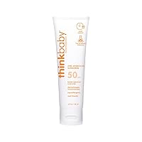 Thinkbaby SPF 50+ Baby Mineral Sunscreen – Safe, Natural Sunblock for Babies - Water Resistant Sun Cream – Broad Spectrum UVA/UVB Sun Protection – Vegan Baby Sunscreen Lotion, 3 Oz.