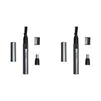 WAHL Micro Groomsman Battery Personal Trimmer for Hygienic Grooming with Rinseable, Interchangeable Heads for Eyebrows, Neckline, Nose, Ears, & Other Detailing - 05640-600 (Pack of 2)