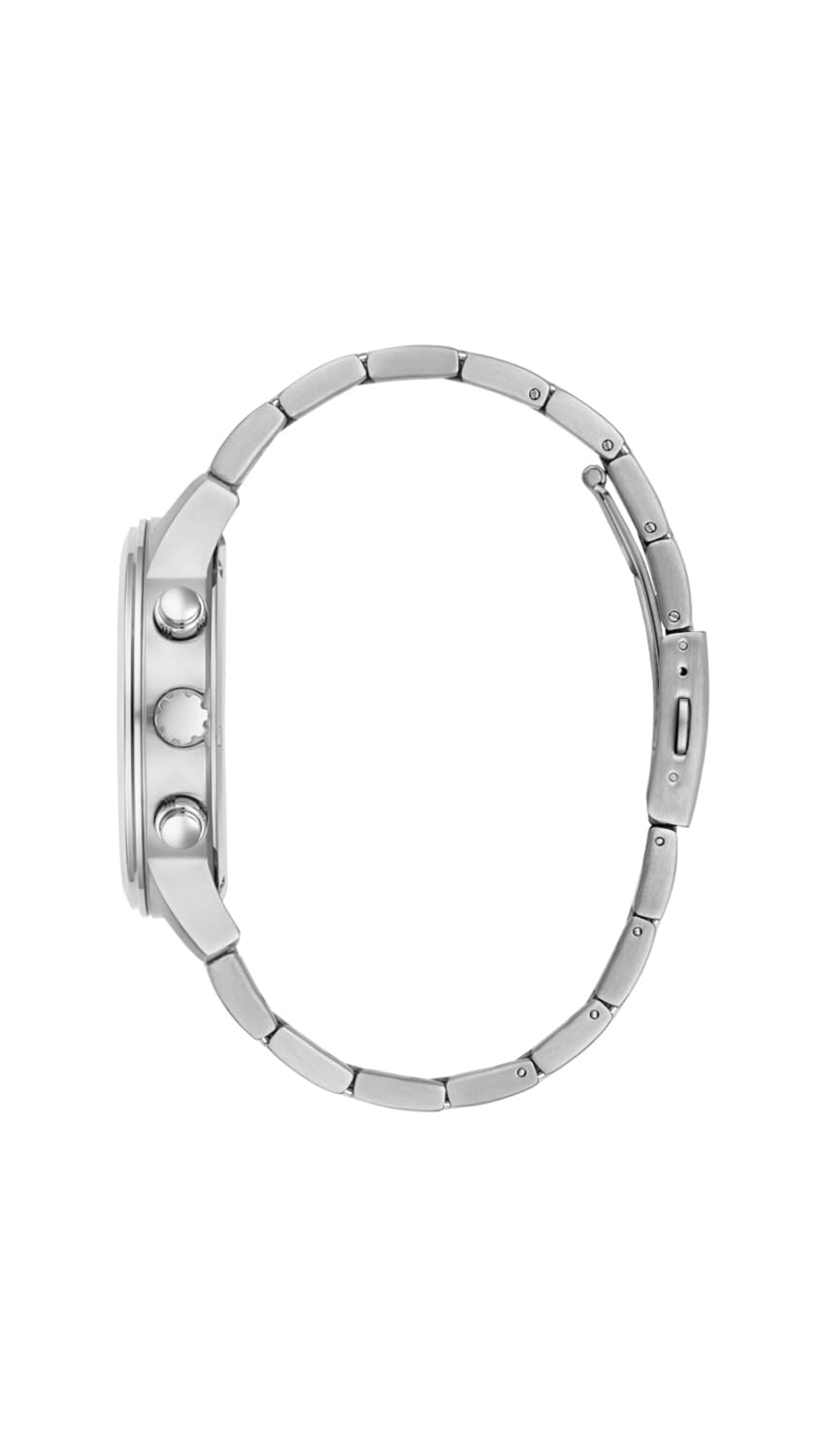 GUESS Men's 44mm Watch - Silver Tone Bracelet Black Dial Silver Tone Case