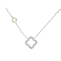 10K Two Tone Gold Diamond Necklace With 18