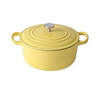 Cast Iron Enamel Pot Household Casserole Seafood stew Pot Soup stew Pot Enamel Pot (Color : Yellow, Size : 26 * 11.5cm)