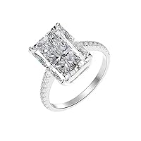 3 Carat Moissanite Rings for Women D Color VVS1 Clarity S925 Sterling Silver Simulated Radiant Cut Diamond Rings Moissanite Engagement Rings Moissanite Wedding Bands with Certificate