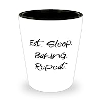 Eat. Sleep. Baking. Repeat. Baking Shot Glass, Perfect Baking Gifts, Ceramic Cup For Friends, Baking supplies, Cake decorating, Baking kit, Gift for baker, Apron, Oven mitts, Cookies